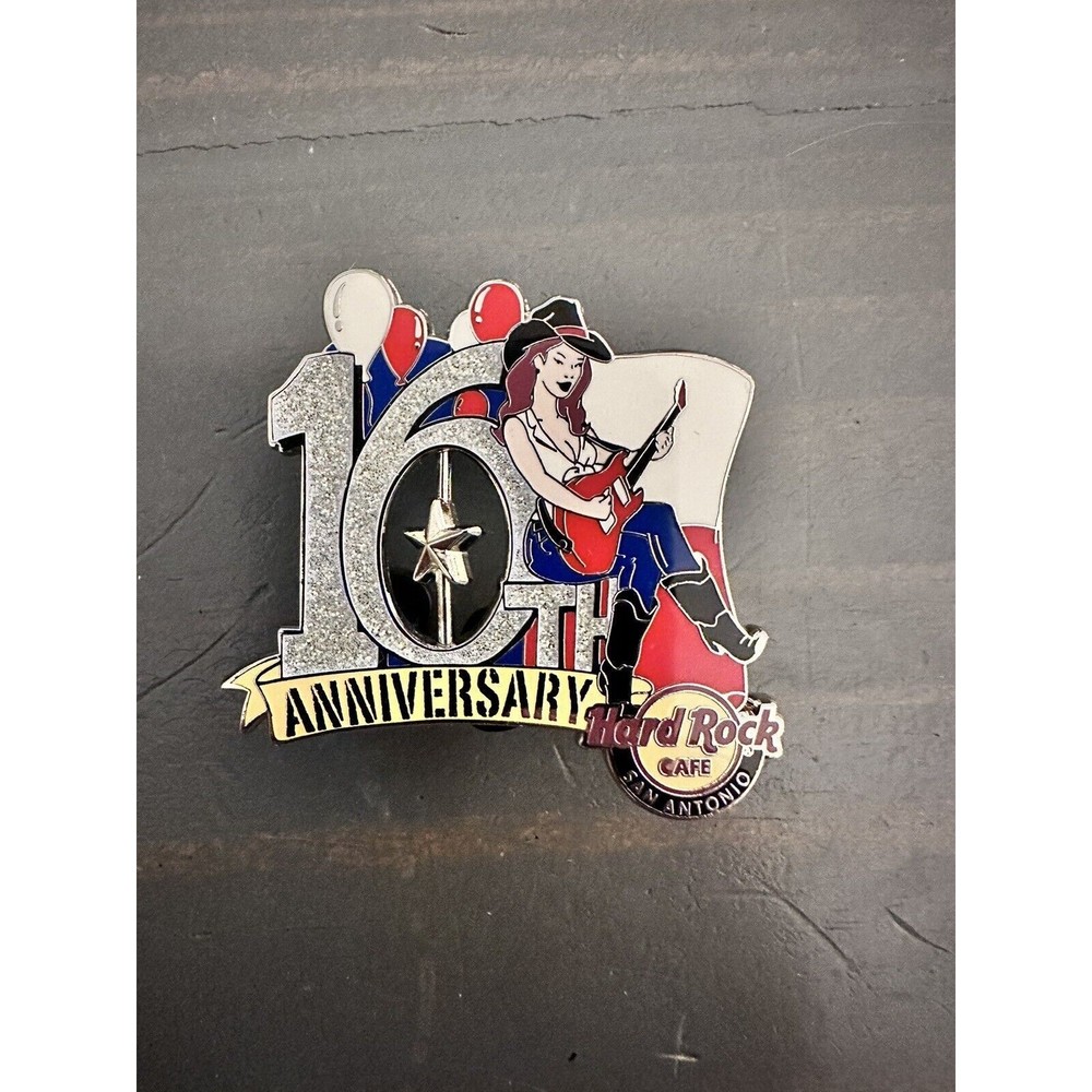 Hard Rock Cafe SAN ANTONIO 2011 16th Anniversary PIN Girl Playing Guitar #58629